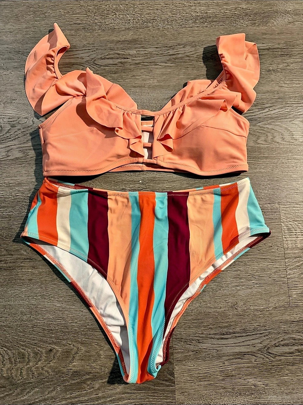Cupshe Ruffle Striped Bikini